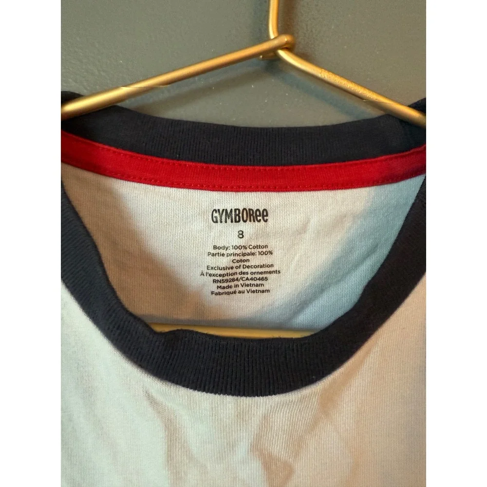 Gymboree Boys Light Blue Baseball Applique Ringer T-Shirt Size 8 Cotton‎ Tee
